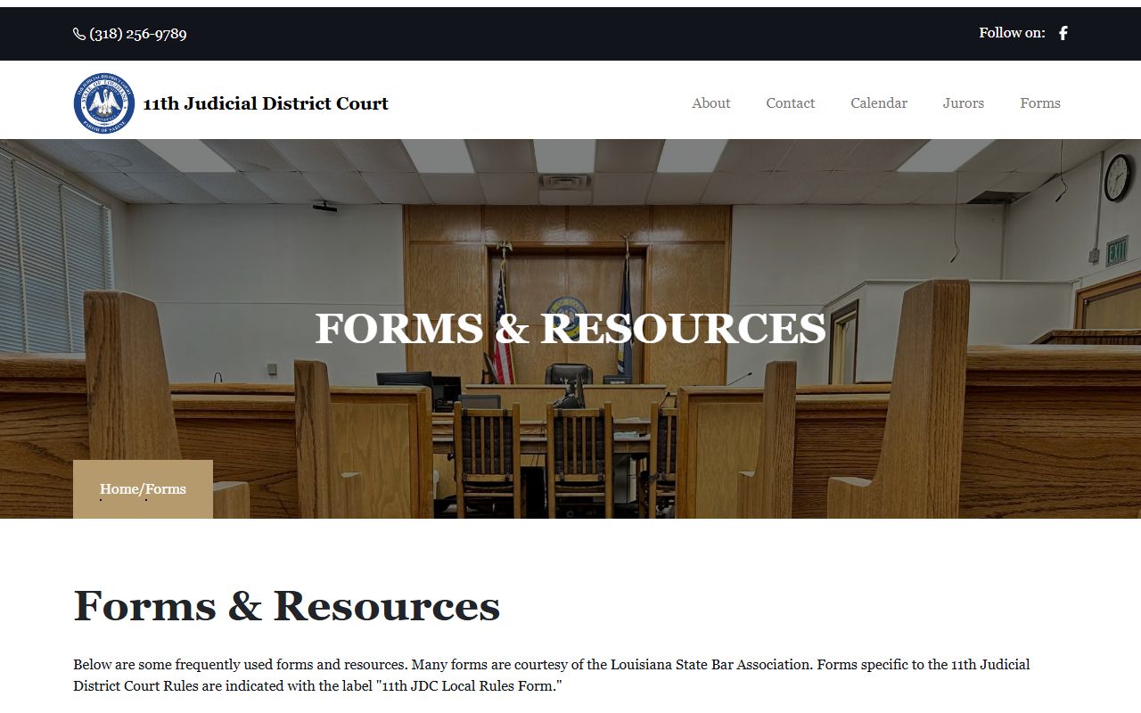 Sabine Parish District Court forms and resources page