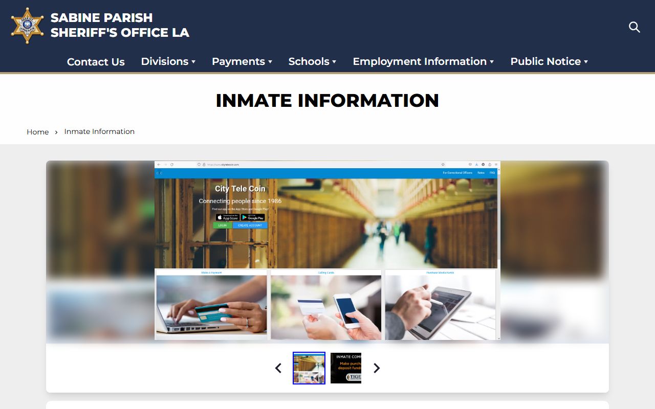 Sabine Parish inmate records inmate trust fund page
