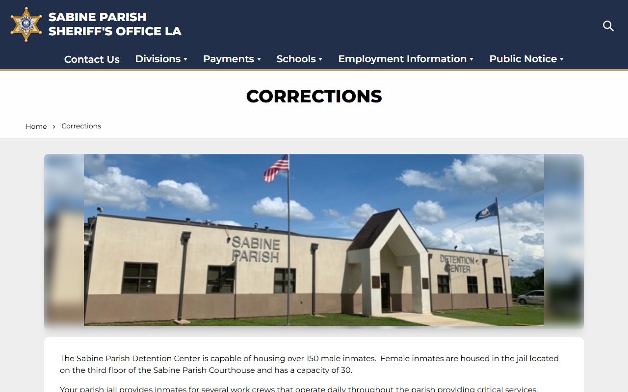 Sabine Parish inmate records corrections page