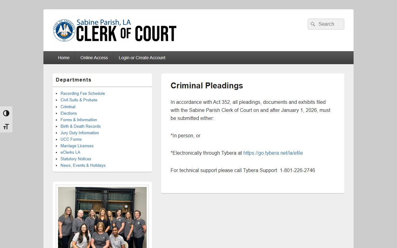 Sabine Parish probate records local filing notice for Clerk documents